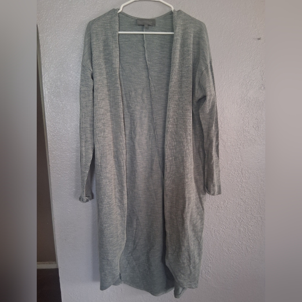 Sunday In Brooklyn Long Line Ribbed Cotton Blend Cardigan Green Lightweight M